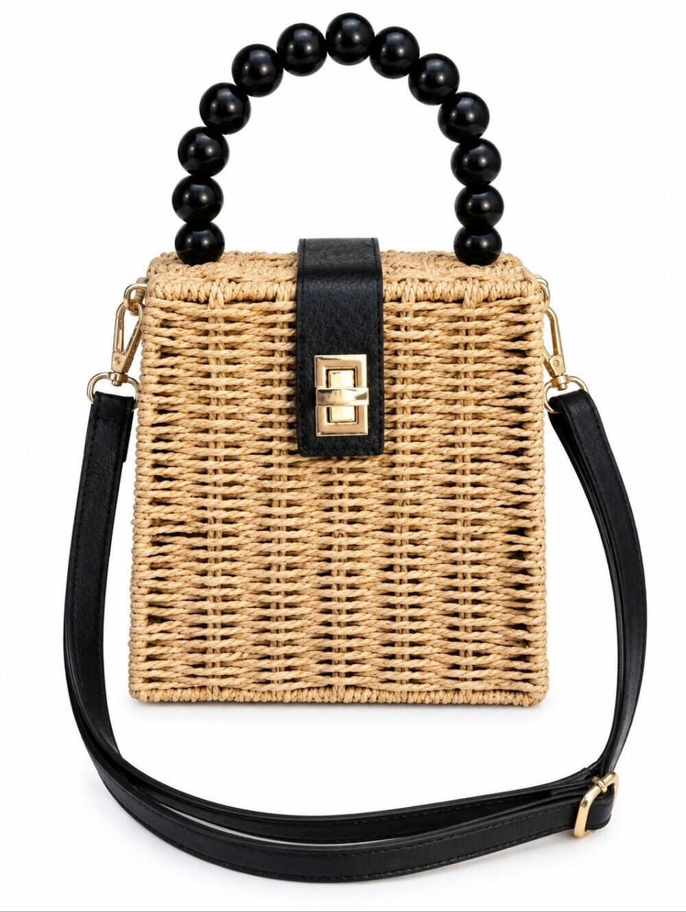 Handwoven Straw 2-Way Bag